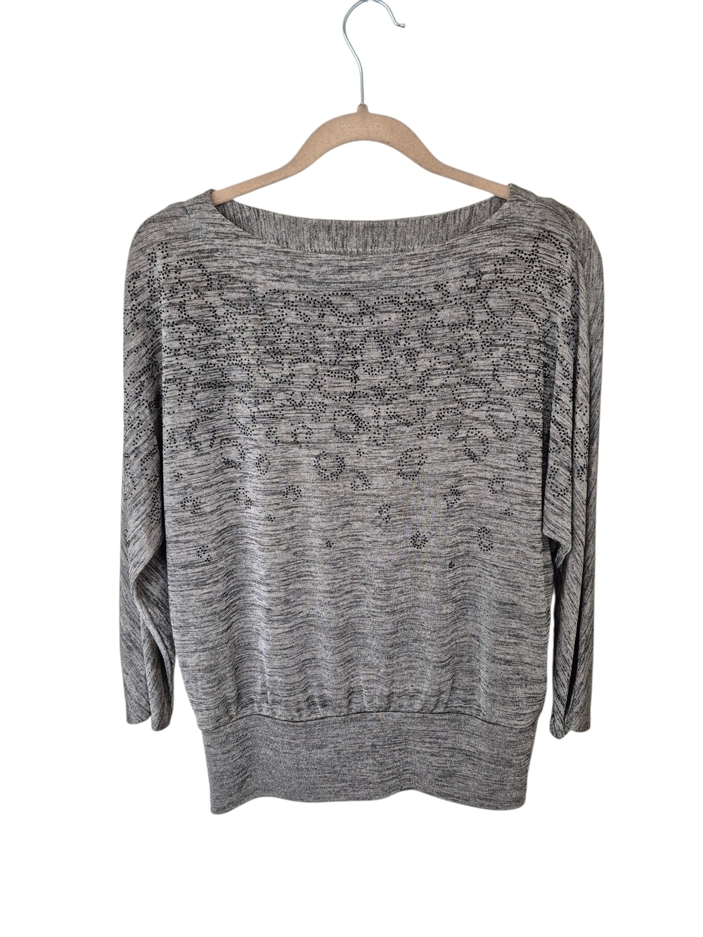 Melanie Lyne Gray Knit Casual Top Embellished Detail Small - Picture 2 of 8
